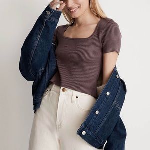 Madewell square-neck crop sweater tee in the color “fig”!